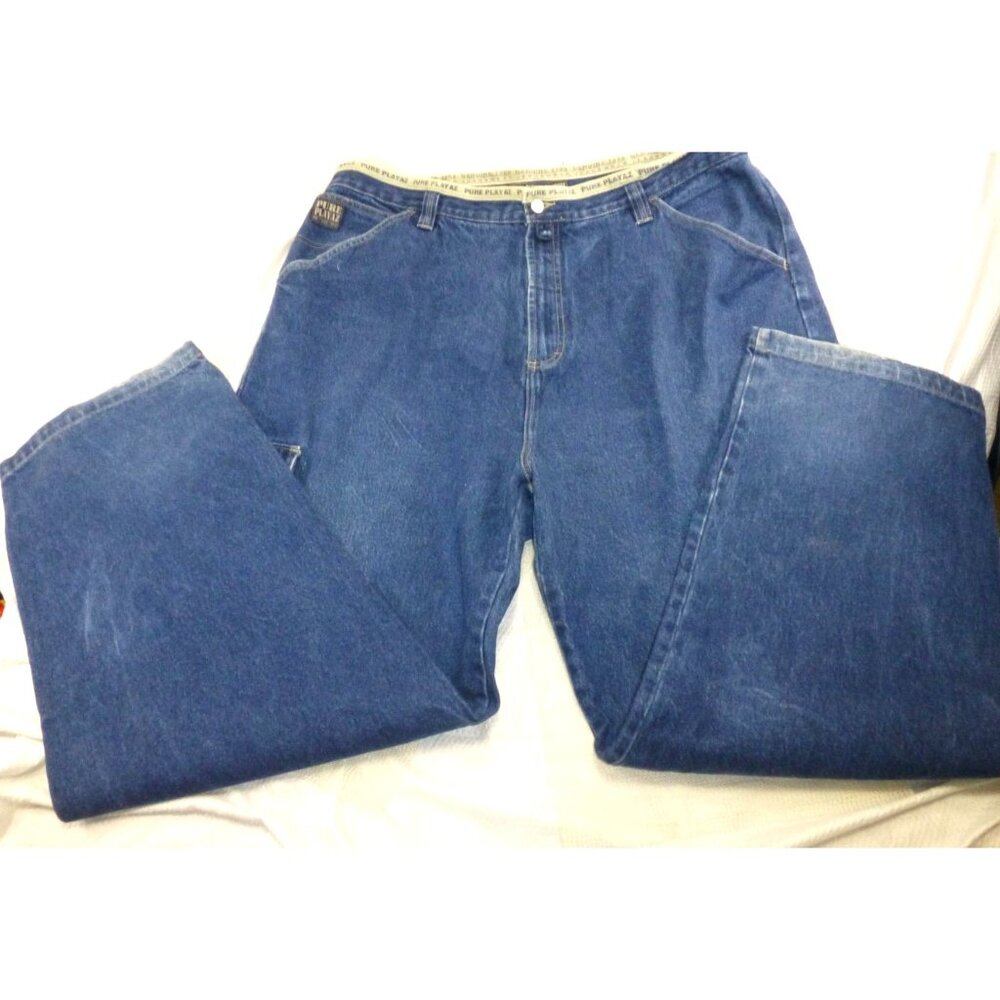 Pure Playaz Just Bangin Blue Denim Jeans With Cargo Pocket Mens 42x30 Relaxed Fi